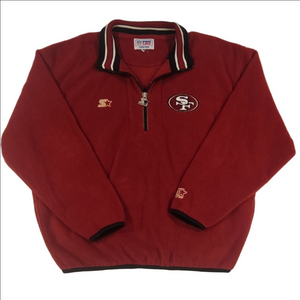 STARTER Vintage 90s Red Embroidered SF 49ers Pullover Fleece Jacket
